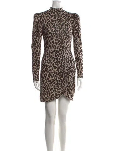 Pre-owned Reformation Animal Print Mini Dress In Brown