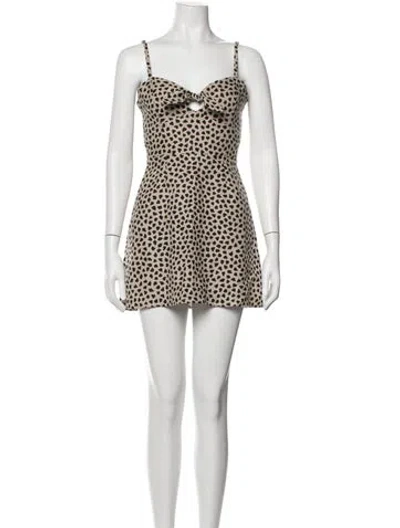 Pre-owned Reformation Animal Print Mini Dress In Brown
