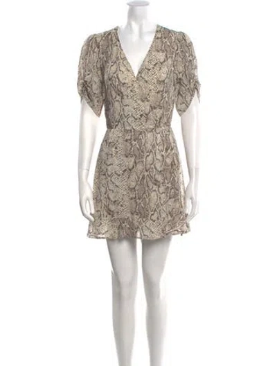 Pre-owned Reformation Animal Print Mini Dress In Neutral
