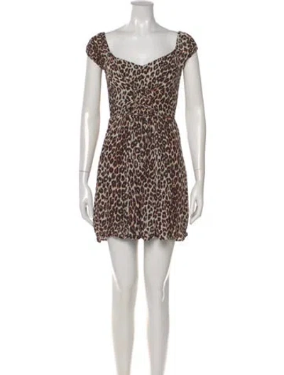 Pre-owned Reformation Animal Print Mini Dress In Neutral