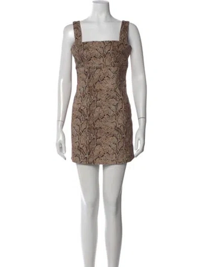 Pre-owned Reformation Animal Print Mini Dress In Neutral