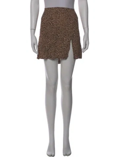 Pre-owned Reformation Animal Print Mini Skirt In Brown