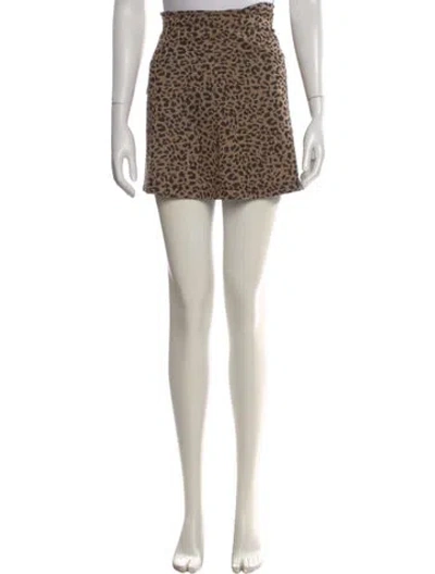 Pre-owned Reformation Animal Print Mini Skirt In Brown