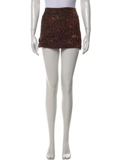 Pre-owned Reformation Animal Print Mini Skirt In Brown