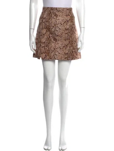 Pre-owned Reformation Animal Print Mini Skirt In Brown
