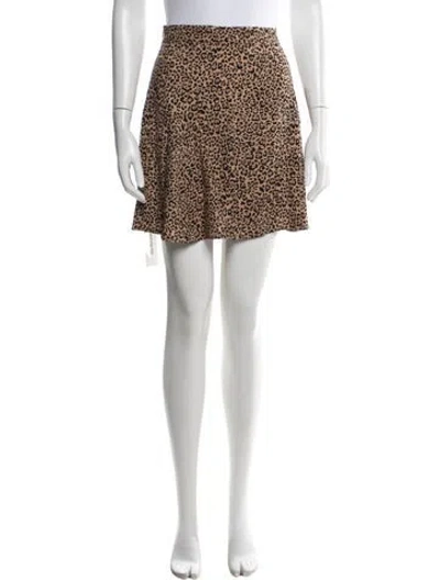Pre-owned Reformation Animal Print Mini Skirt In Brown