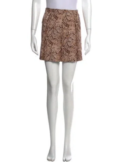 Pre-owned Reformation Animal Print Mini Skirt In Brown