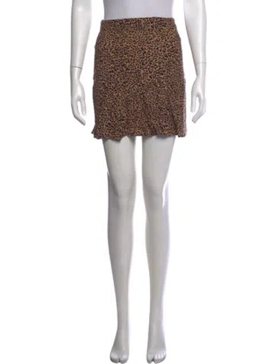 Pre-owned Reformation Animal Print Mini Skirt In Brown