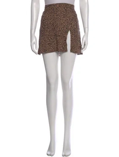Pre-owned Reformation Animal Print Mini Skirt In Neutral