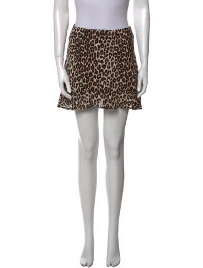 Pre-owned Reformation Animal Print Mini Skirt In Neutral