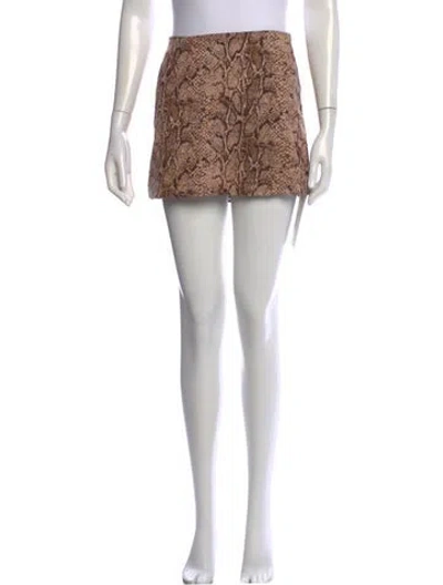 Pre-owned Reformation Animal Print Mini Skirt In Neutral