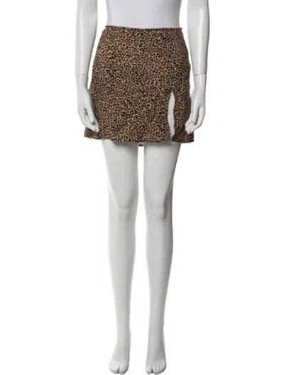 Pre-owned Reformation Animal Print Mini Skirt In White