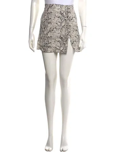 Pre-owned Reformation Animal Print Mini Skirt In White