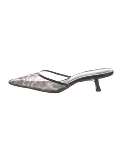 Pre-owned Reformation Animal Print Mules In Black