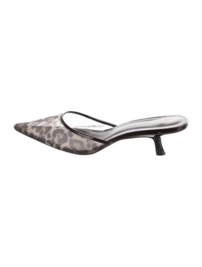 Pre-owned Reformation Animal Print Mules In Black
