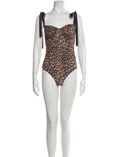 Pre-owned Reformation Animal Print Pajamas In Brown