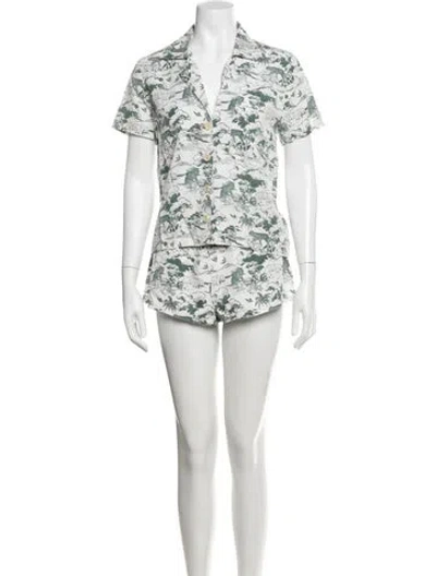 Pre-owned Reformation Animal Print Pajamas In Green