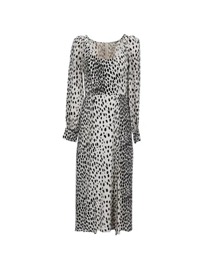 Pre-owned Reformation Animal-print Smocked Waist Midi Dress In Neutral