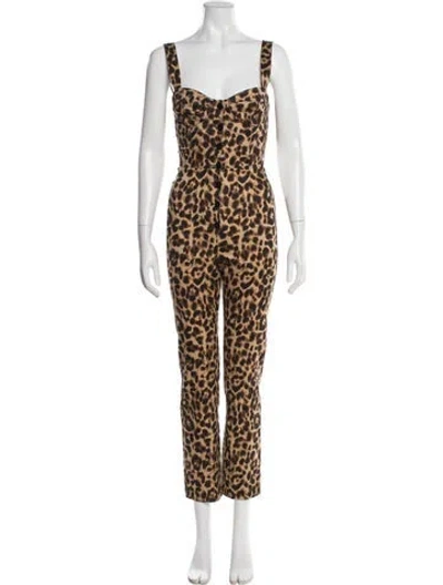 Pre-owned Reformation Animal Print Square Neckline Jumpsuit