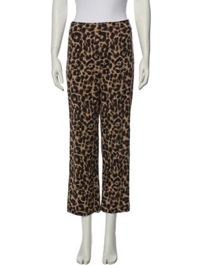 Pre-owned Reformation Animal Print Straight Leg Pants In Brown