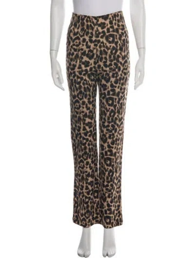 Pre-owned Reformation Animal Print Straight Leg Pants In Green