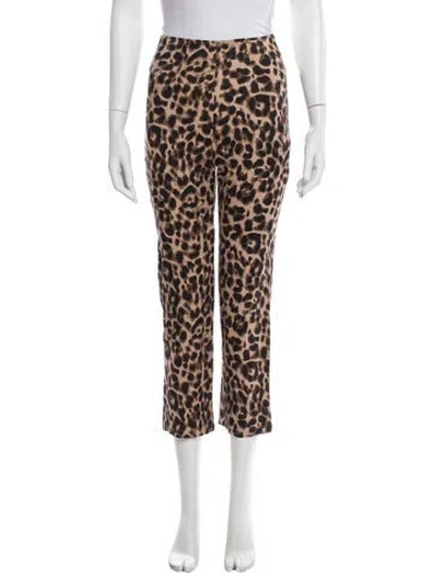 Pre-owned Reformation Animal Print Straight Leg Pants In Neutral
