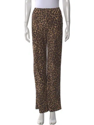 Pre-owned Reformation Animal Print Straight Leg Pants In Neutral