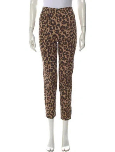Pre-owned Reformation Animal Print Straight Leg Pants In Neutral