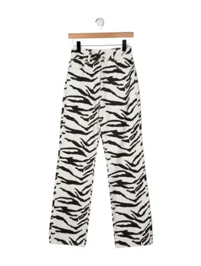 Pre-owned Reformation Animal Print Straight Leg Pants In Neutral