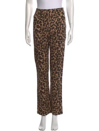Pre-owned Reformation Animal Print Straight Leg Pants In Neutral