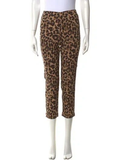 Pre-owned Reformation Animal Print Straight Leg Pants In Neutral