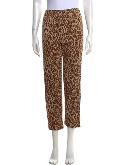 Pre-owned Reformation Animal Print Straight Leg Pants In Neutrals