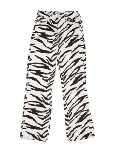 Pre-owned Reformation Animal Print Straight Leg Pants In Neutrals