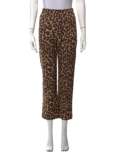 Pre-owned Reformation Animal Print Straight Leg Pants In Neutrals