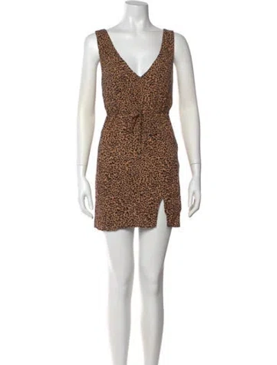 Pre-owned Reformation Animal Print V-neck Tunic In Neutral