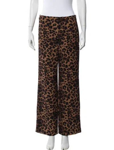 Pre-owned Reformation Animal Print Wide Leg Pants In Brown