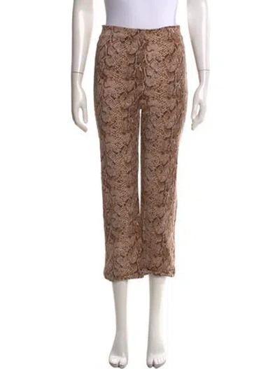 Pre-owned Reformation Animal Print Wide Leg Pants In Neutrals