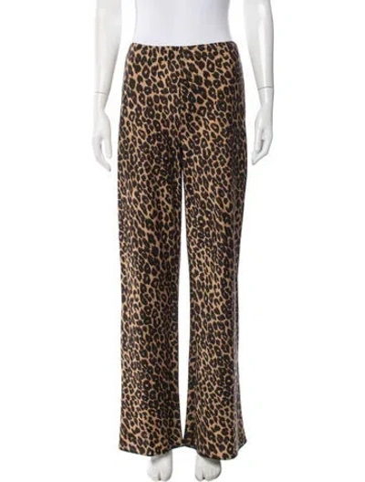 Pre-owned Reformation Animal Print Wide Leg Pants In Neutrals