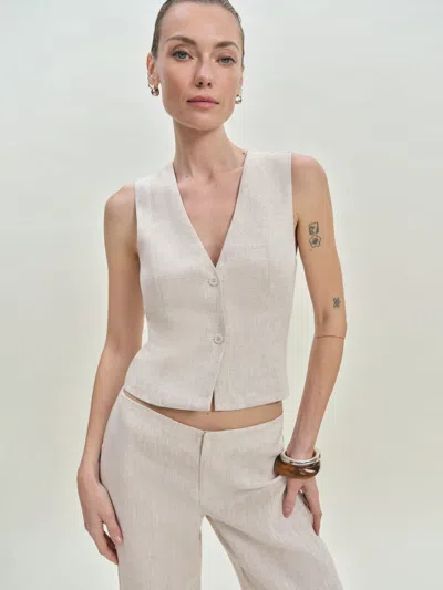 Reformation Anita Linen Vest In Naturel