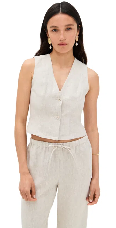 Reformation Anita Linen Vest Oatmeal