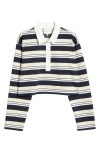 Reformation Anna Rugby Crop Knit Top In Blue Stripe