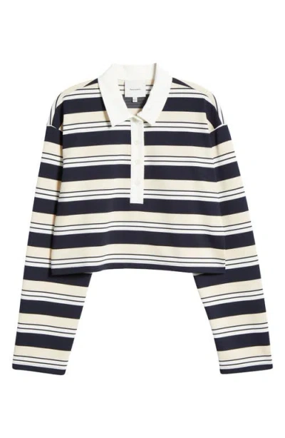 Reformation Anna Rugby Crop Knit Top In Blue Stripe