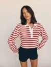 Reformation Anna Rugby Shirt In Red And Blue Stripe