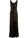 Reformation Annabelle Draped Floral-print Silk Maxi Dress In Black