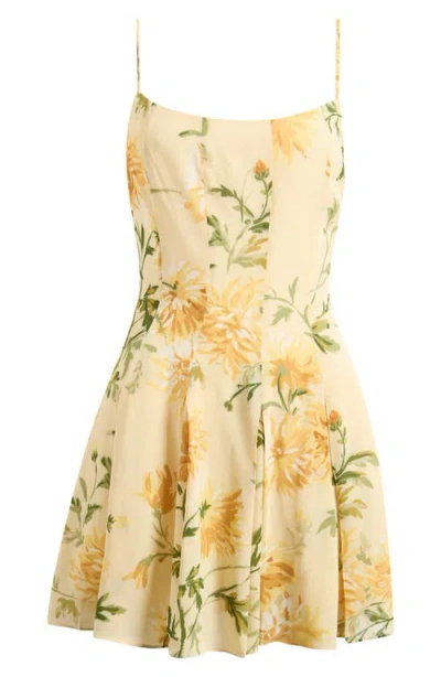 Reformation Annelise Floral Minidress In Honeyglow