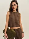Reformation Annie Linen Top In Marron