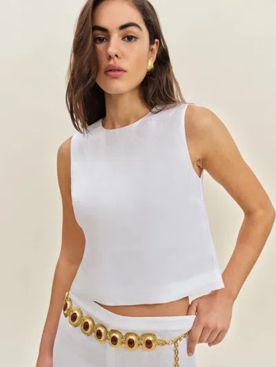 Reformation Annie Linen Top In White