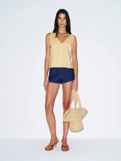 Reformation Annika Linen Top Yellow Xs