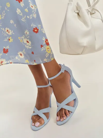 Reformation Anora Heeled Sandal In Mist Suede