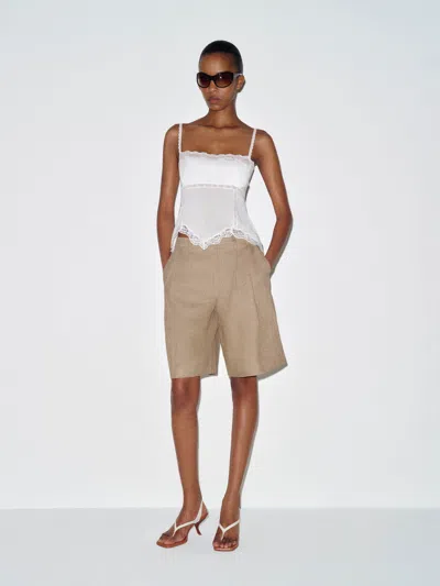 Reformation Apricot Top Ivory Lace 12 In White